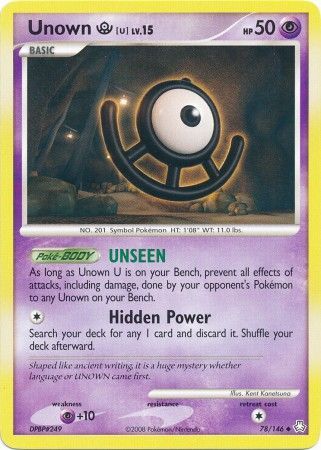Unown U 78 146 Uncommon Diamond Pearl Legends Awakened Singles Unown U 78 146 Uncommon Diamond Pearl Legends Awakened Singles