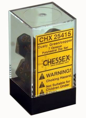 Chessex Opaque Dusty Green Gold Set of 7 Dice CHX25415 Dice Life Counters Tokens Chessex Opaque Dusty Green Gold Set of 7 Dice CHX25415 Dice Life Counters Tokens
