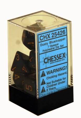 Chessex Opaque Dusty Blue w Gold Copper Set of 7 Dice CHX25426 Dice Life Counters Tokens Chessex Opaque Dusty Blue w Gold Copper Set of 7 Dice CHX25426 Dice Life Counters Tokens