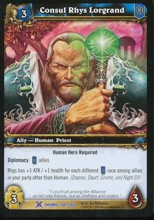 Consul Rhys Lorgrand 118 268 Rare WoW Drums of War Consul Rhys Lorgrand 118 268 Rare WoW Drums of War
