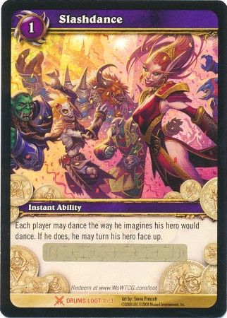 World of Warcraft TCG Slashdance Unscratched Loot Card Drums of War 1/3 