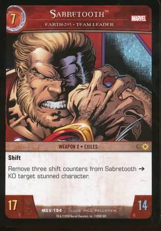 Sabretooth Earth 295 Team Leader MEV 194 Common Vs System Marvel Evolution Sabretooth Earth 295 Team Leader MEV 194 Common Vs System Marvel Evolution