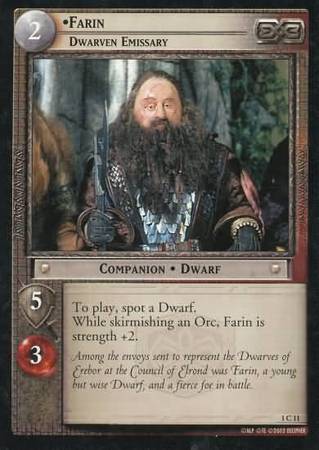 Farin Dwarven Emissary 1C11 Lord of the Rings The Fellowship of the Ring Singles 1 Farin Dwarven Emissary 1C11 Lord of the Rings The Fellowship of the Ring Singles 1