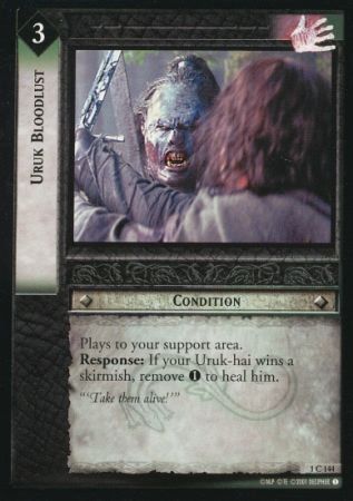 Uruk Bloodlust 1C144 Lord of the Rings The Fellowship of the Ring Singles 1 Uruk Bloodlust 1C144 Lord of the Rings The Fellowship of the Ring Singles 1