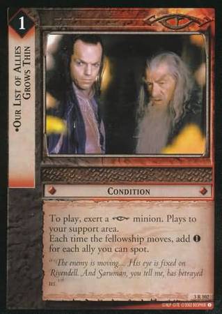 Our List of Allies Grows Thin 3R102 Lord of the Rings Realms of the Elf Lords Singles 3 Our List of Allies Grows Thin 3R102 Lord of the Rings Realms of the Elf Lords Singles 3
