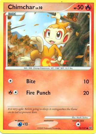 Chimchar 70 127 Common Platinum Base Set Singles Chimchar 70 127 Common Platinum Base Set Singles