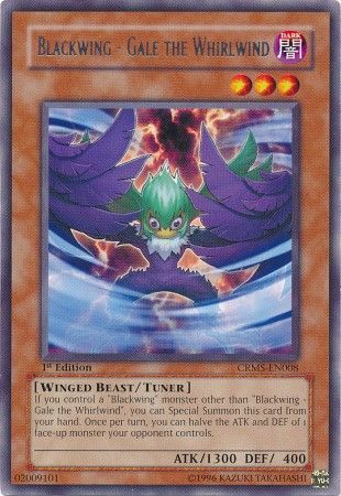 Blackwing Gale the Whirlwind CRMS EN008 Rare 1st Edition Blackwing Gale the Whirlwind CRMS EN008 Rare 1st Edition