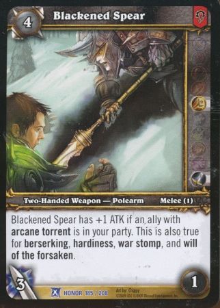 Blackened Spear 185 208 Rare WoW Fields of Honor Blackened Spear 185 208 Rare WoW Fields of Honor