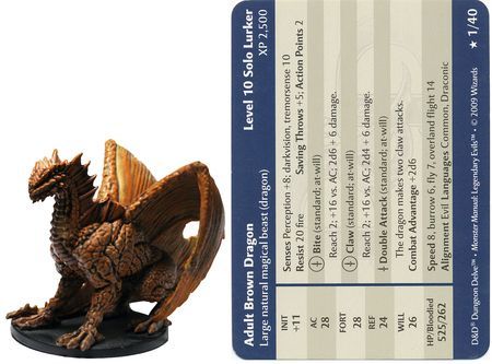 Adult Brown Dragon 01 Legendary Evils D D Miniatures 