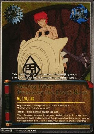 Sealing Jutsu Breaking the Lion s Roar J 502 Super Rare Naruto Emerging Alliance Sealing Jutsu Breaking the Lion s Roar J 502 Super Rare Naruto Emerging Alliance