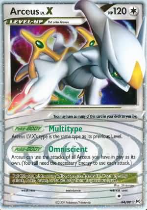 Arceus Lv. X 95/99 Platinum Holo Heavy Play Pokémon Card W/ Semi-Rigid