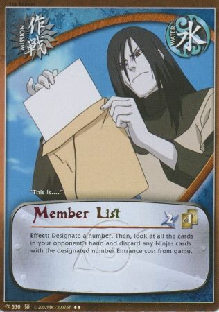 Member List M 530 Rare Naruto Foretold Prophecy Member List M 530 Rare Naruto Foretold Prophecy