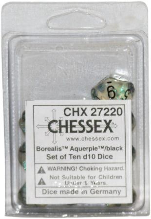Chessex Borealis Aquerple Set of 10 d10 Dice CHX27220 Chessex Dice Supplies Chessex Borealis Aquerple Set of 10 d10 Dice CHX27220 Chessex Dice Supplies