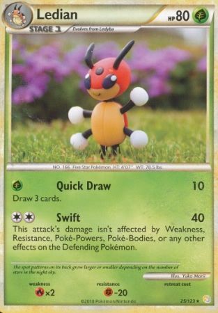 Ledian 25 123 Rare Heart Gold Soul Silver Base Set Singles Ledian 25 123 Rare Heart Gold Soul Silver Base Set Singles