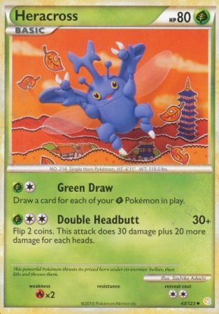 Heracross 43 123 Uncommon Heart Gold Soul Silver Base Set Singles Heracross 43 123 Uncommon Heart Gold Soul Silver Base Set Singles
