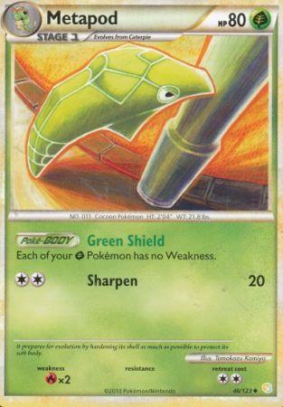 Metapod 46 123 Uncommon Heart Gold Soul Silver Base Set Singles Metapod 46 123 Uncommon Heart Gold Soul Silver Base Set Singles