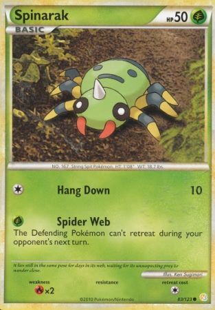 Spinarak 83 123 Common Heart Gold Soul Silver Base Set Singles Spinarak 83 123 Common Heart Gold Soul Silver Base Set Singles