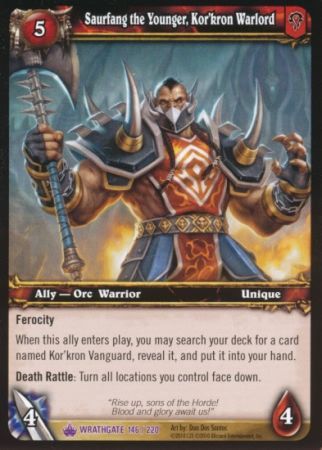 Saurfang the Younger Kor kron Warlord 146 220 Epic Rare WoW Wrathgate Saurfang the Younger Kor kron Warlord 146 220 Epic Rare WoW Wrathgate