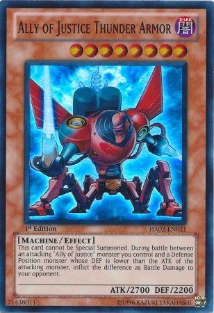 Ally of Justice Thunder Armor HA02 EN021 Super Rare 1st Edition Hidden Arsenal 2 HA02 1st Edition Singles Ally of Justice Thunder Armor HA02 EN021 Super Rare 1st Edition Hidden Arsenal 2 HA02 1st Edition Singles