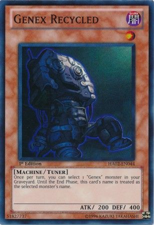 Genex Recycled HA02 EN044 Super Rare 1st Edition Hidden Arsenal 2 HA02 1st Edition Singles Genex Recycled HA02 EN044 Super Rare 1st Edition Hidden Arsenal 2 HA02 1st Edition Singles