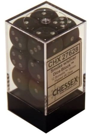 Chessex Borealis Smoke w Silver Set of 12 d6 Dice CHX27628 Dice Life Counters Tokens Chessex Borealis Smoke w Silver Set of 12 d6 Dice CHX27628 Dice Life Counters Tokens