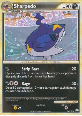Sharpedo 30 102 Rare HGSS Triumphant Singles Sharpedo 30 102 Rare HGSS Triumphant Singles