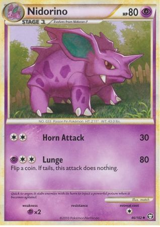 MINT POKEMON /"NIDORINO/" #37//102 UNLIMITED CARD NEVER BEEN PLAYED
