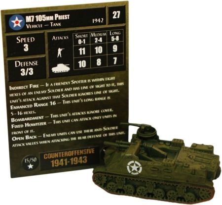 Axis & Allies Counter Offensive M7 105mm Priest 15/50 NO CARD 