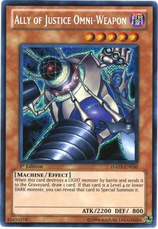 Ally of Justice Omni Weapon HA03 EN050 Secret Rare 1st Edition Ally of Justice Omni Weapon HA03 EN050 Secret Rare 1st Edition