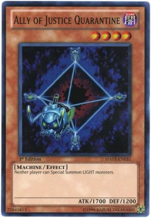 Ally of Justice Quarantine HA03 EN051 Super Rare 1st Edition Ally of Justice Quarantine HA03 EN051 Super Rare 1st Edition