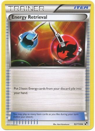 Energy Retrieval 92 114 Uncommon Black White 1 Base Set Singles Energy Retrieval 92 114 Uncommon Black White 1 Base Set Singles