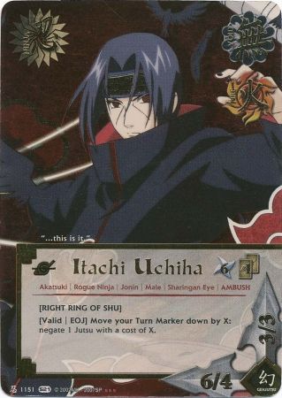 1151 FOIL SUPER RARE Right ring of shu Naruto Karte ITACHI UCHIHA