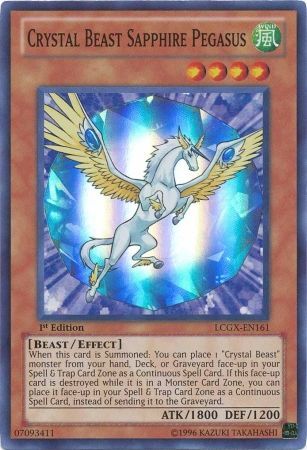 Crystal Beast Sapphire Pegasus LCGX EN161 Super Rare 1st Edition Crystal Beast Sapphire Pegasus LCGX EN161 Super Rare 1st Edition