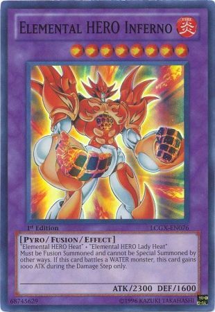 Elemental Hero Inferno LCGX EN076 Super Rare 1st Edition Elemental Hero Inferno LCGX EN076 Super Rare 1st Edition