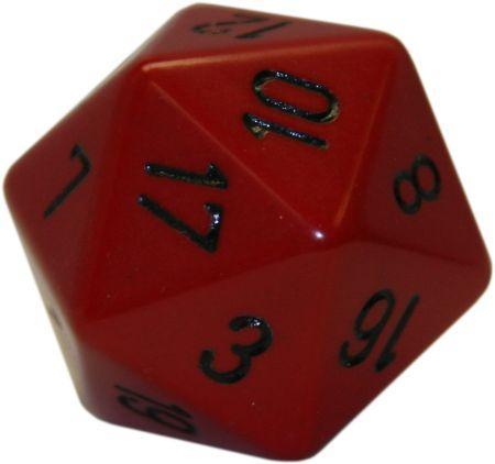 Chessex Opaque Red w/ Black 34mm d20 Single Die (CHX2014)