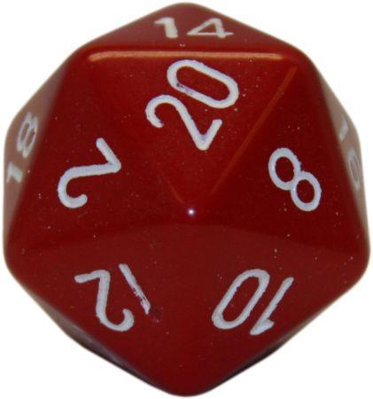 Chessex Opaque Red w White 34mm d20 Single Die CHX2004 Chessex Dice Supplies Chessex Opaque Red w White 34mm d20 Single Die CHX2004 Chessex Dice Supplies