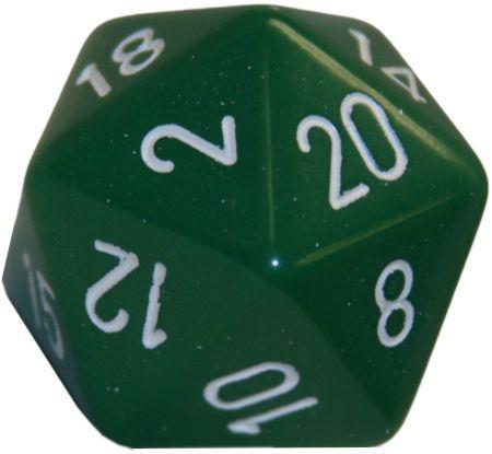 Chessex Opaque Green w White 34mm d20 Single Die CHX2005 Chessex Dice Supplies Chessex Opaque Green w White 34mm d20 Single Die CHX2005 Chessex Dice Supplies