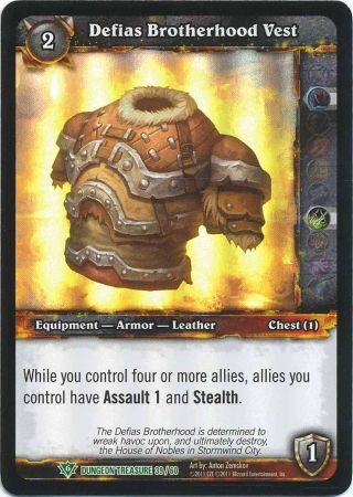 Defias Brotherhood Vest Dungeon Treasure 39 60 Uncommon WoW Dungeon Deck Treasure Pack Singles Defias Brotherhood Vest Dungeon Treasure 39 60 Uncommon WoW Dungeon Deck Treasure Pack Singles
