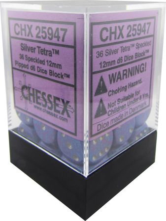 Chessex Speckled Silver Tetra Set of 36 d6 Dice CHX25947 Dice Life Counters Tokens Chessex Speckled Silver Tetra Set of 36 d6 Dice CHX25947 Dice Life Counters Tokens