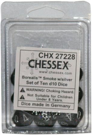 Chessex Borealis Smoke Set of 10 d10 Dice CHX27228 Dice Life Counters Tokens Chessex Borealis Smoke Set of 10 d10 Dice CHX27228 Dice Life Counters Tokens