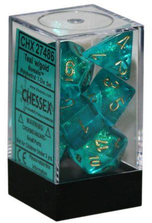 Chessex Borealis Teal Set of 7 Dice CHX27486 Dice Life Counters Tokens Chessex Borealis Teal Set of 7 Dice CHX27486 Dice Life Counters Tokens