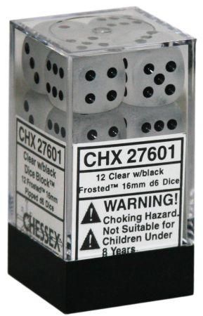 Chessex Frosted White w Black Set of 12 d6 Dice CHX27601 Dice Life Counters Tokens Chessex Frosted White w Black Set of 12 d6 Dice CHX27601 Dice Life Counters Tokens