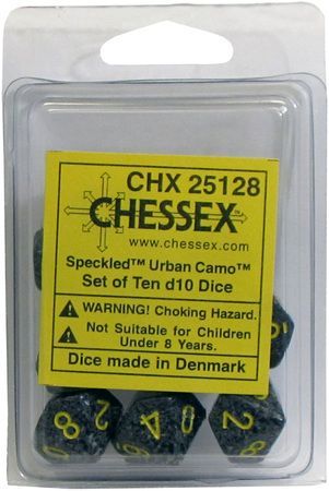 Chessex Speckled Urban Camo Set of 10 d10 Dice CHX25128 Chessex Dice Supplies Chessex Speckled Urban Camo Set of 10 d10 Dice CHX25128 Chessex Dice Supplies