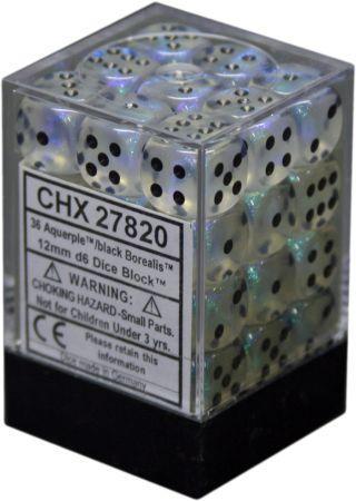 Chessex Borealis Aquerple w Black Set of 36 d6 Dice CHX27820 Chessex Dice Supplies Chessex Borealis Aquerple w Black Set of 36 d6 Dice CHX27820 Chessex Dice Supplies