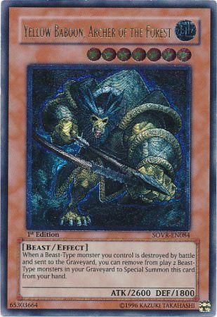 Ultimate Rare Yellow Baboon Archer of the Forest SOVR EN084 1st Edition Ultimate Rare Yellow Baboon Archer of the Forest SOVR EN084 1st Edition