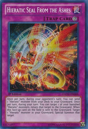 Hieratic Seal from the Ashes GAOV EN088 Secret Rare 1st Edition Hieratic Seal from the Ashes GAOV EN088 Secret Rare 1st Edition