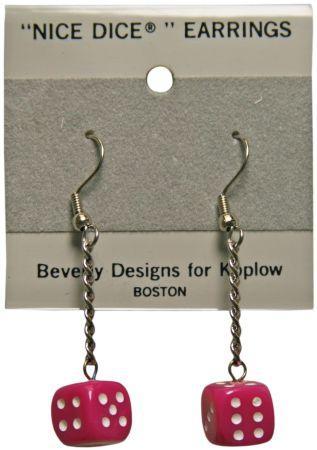 Koplow Pink Opaque Dangle Earrings Single Die 01271 Dice Accessories Koplow Pink Opaque Dangle Earrings Single Die 01271 Dice Accessories