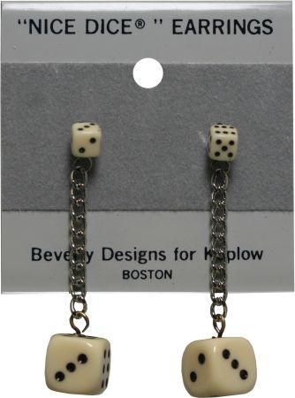Koplow Ivory Opaque Dangle Earrings Double Dice Die from Die 01306 Dice Accessories Koplow Ivory Opaque Dangle Earrings Double Dice Die from Die 01306 Dice Accessories