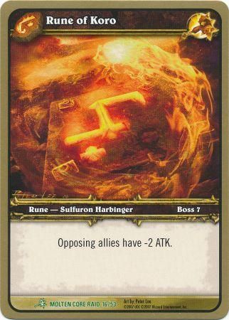 Rune of Koro Molten Core Raid 16 53 Uncommon WoW Molten Core Raid Deck Singles Rune of Koro Molten Core Raid 16 53 Uncommon WoW Molten Core Raid Deck Singles