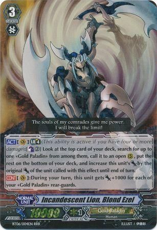 Incandescent Lion Blond Ezel BT06 004EN Triple Rare RRR Incandescent Lion Blond Ezel BT06 004EN Triple Rare RRR